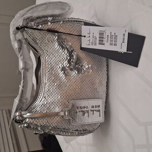 NWT Nicole Miller Mermaid Silver Sequin  Handbag
